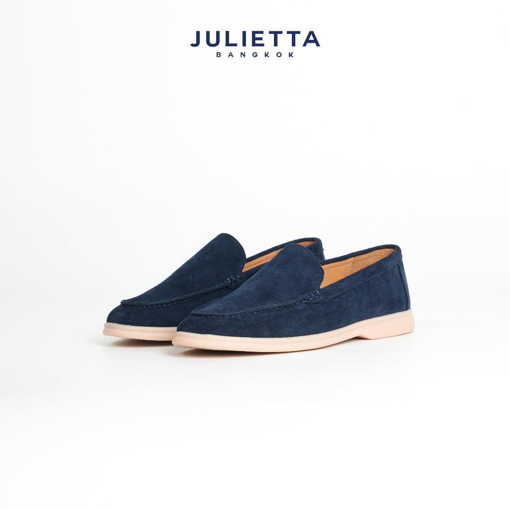 JULIETTA - CARLO Suede Loafer : Navy (Unlined)