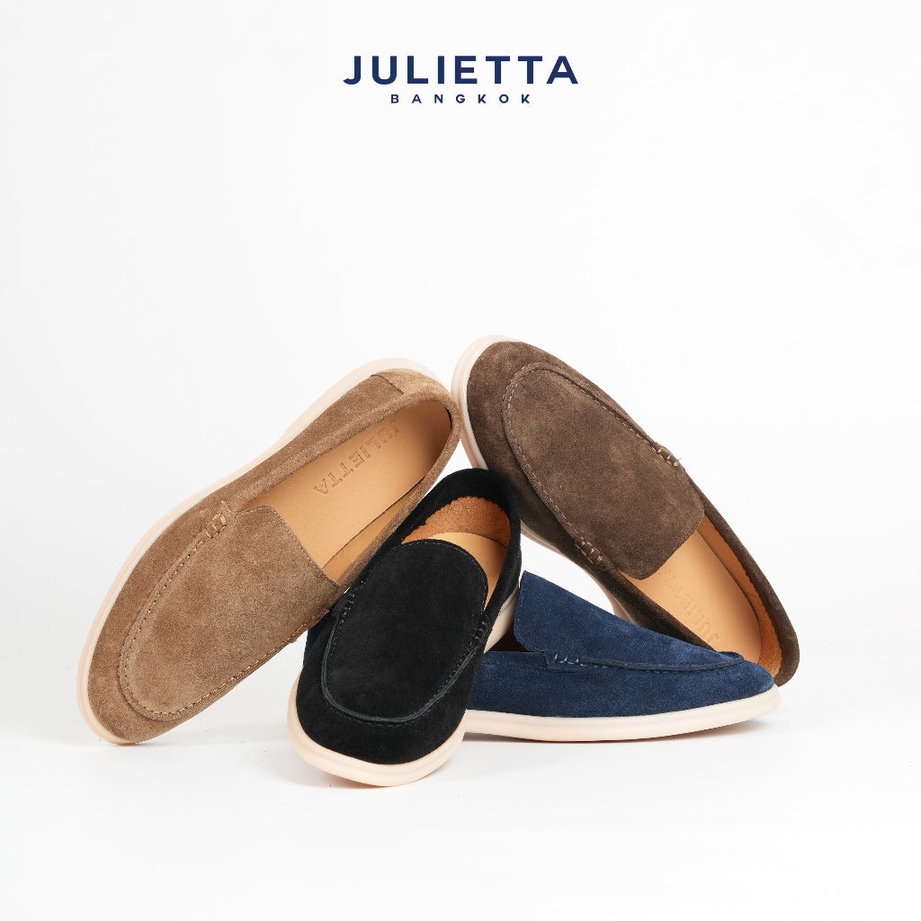 JULIETTA - CARLO Suede Loafer : Navy (Unlined)