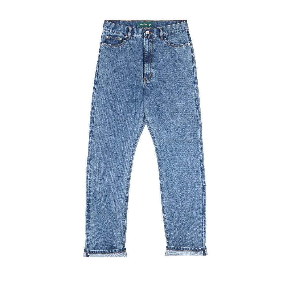 Contemp Jeans : High-Rise Selvedge Denim 16oz : Japan Fabric from Kuroki (Regular Fit) Light Blue