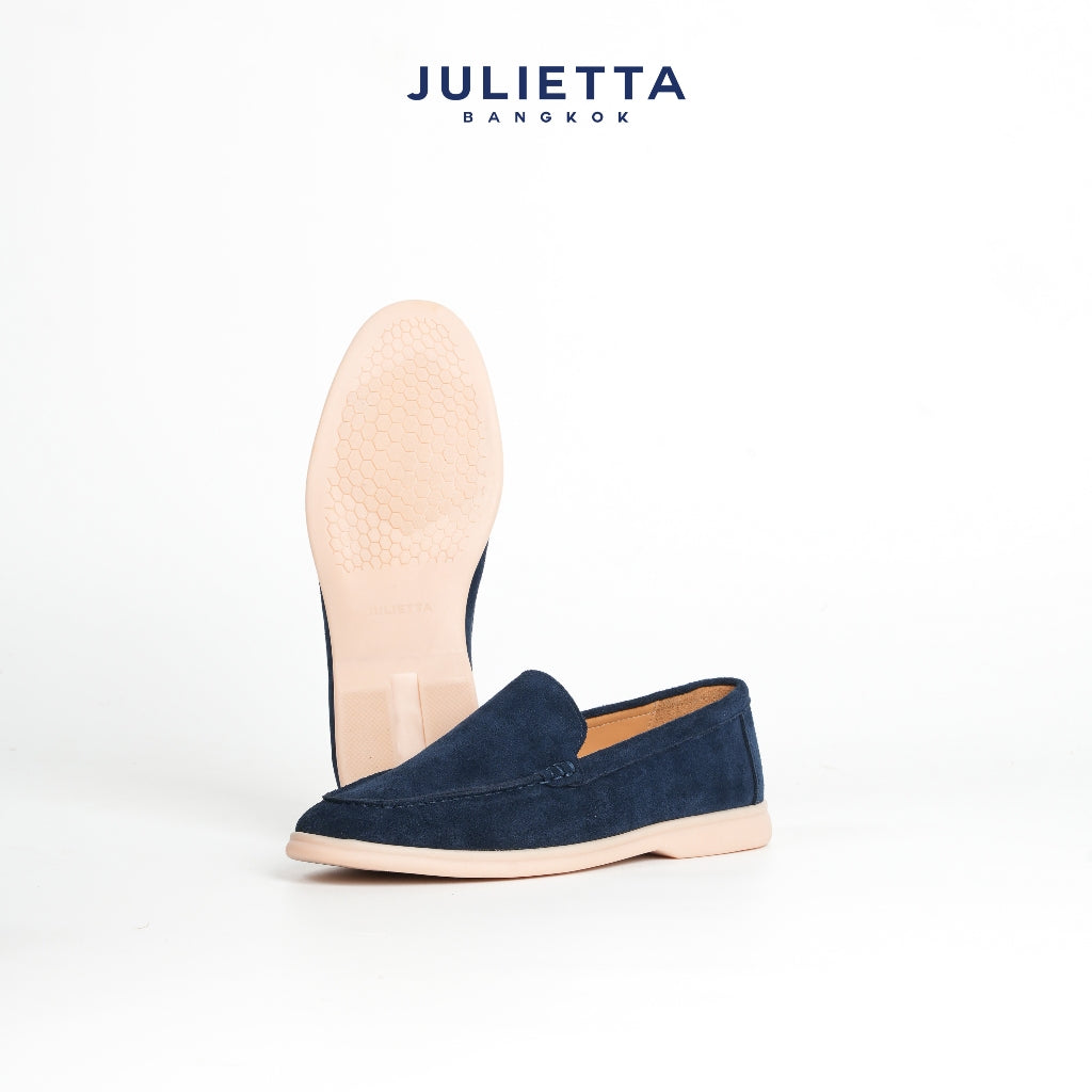 JULIETTA - CARLO Suede Loafer : Navy (Unlined)