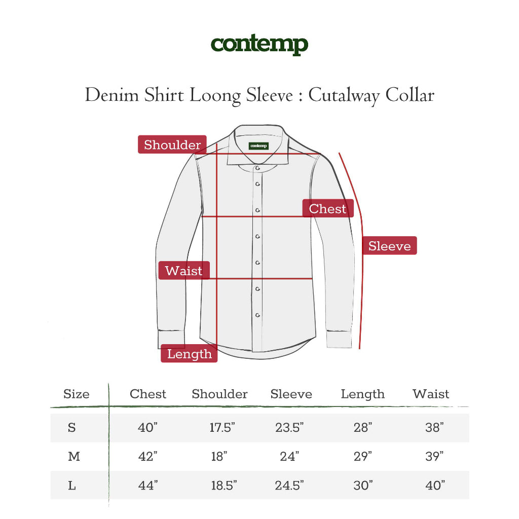 Contemp Denim Shirt Loong Sleeve : Cutalway Collar