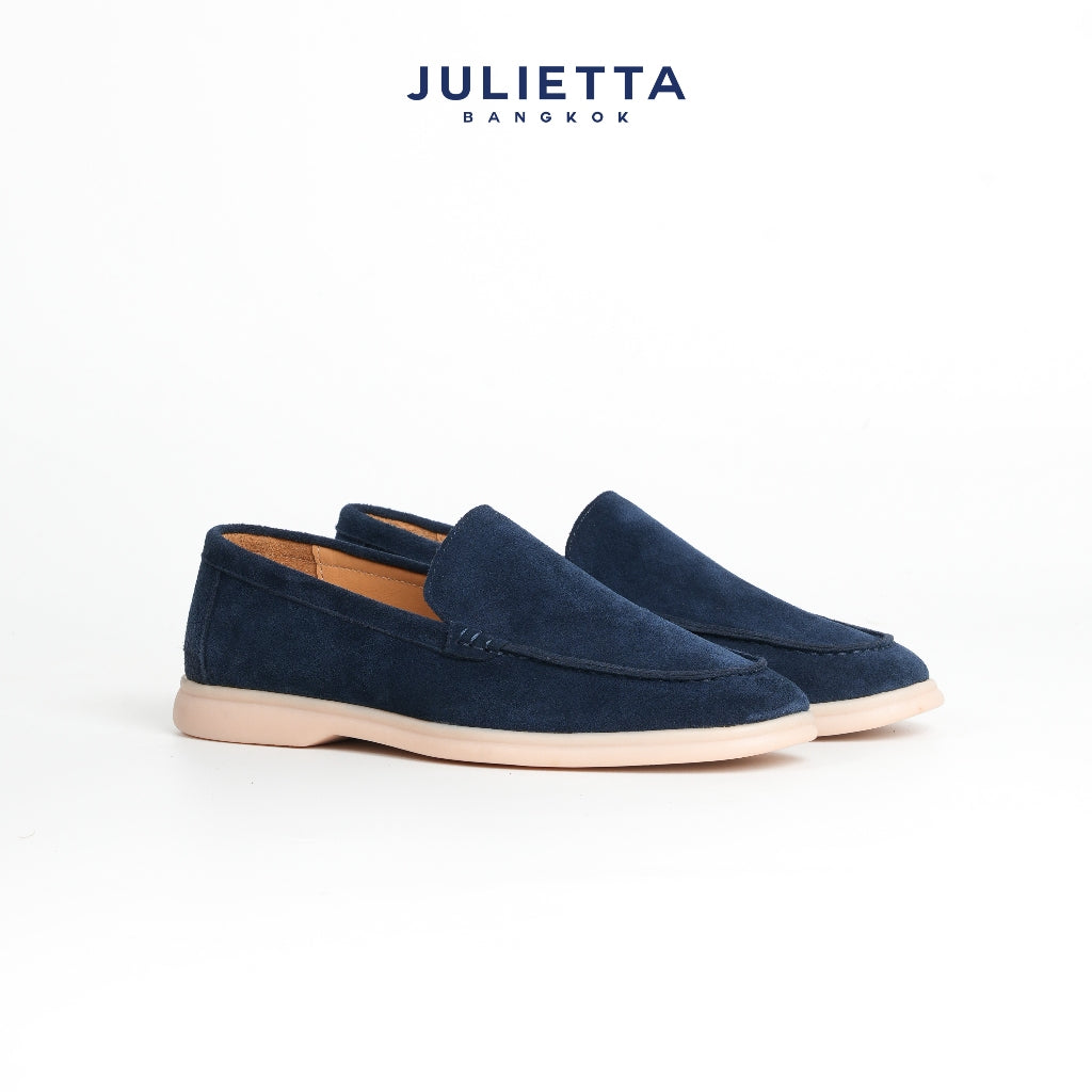JULIETTA - CARLO Suede Loafer : Navy (Unlined)
