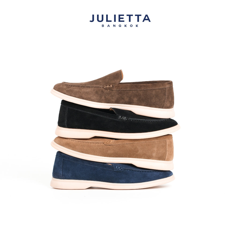 JULIETTA - CARLO Suede Loafer : Navy (Unlined)